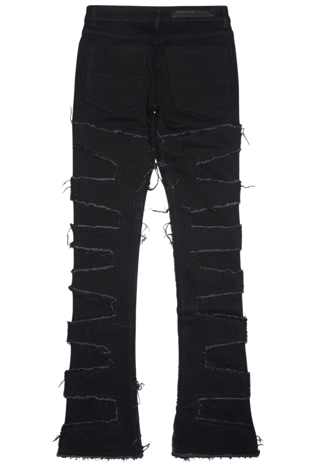 Shake Black Rhinestone Stacked Flare Jean