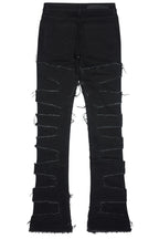 Shake Black Rhinestone Stacked Flare Jean