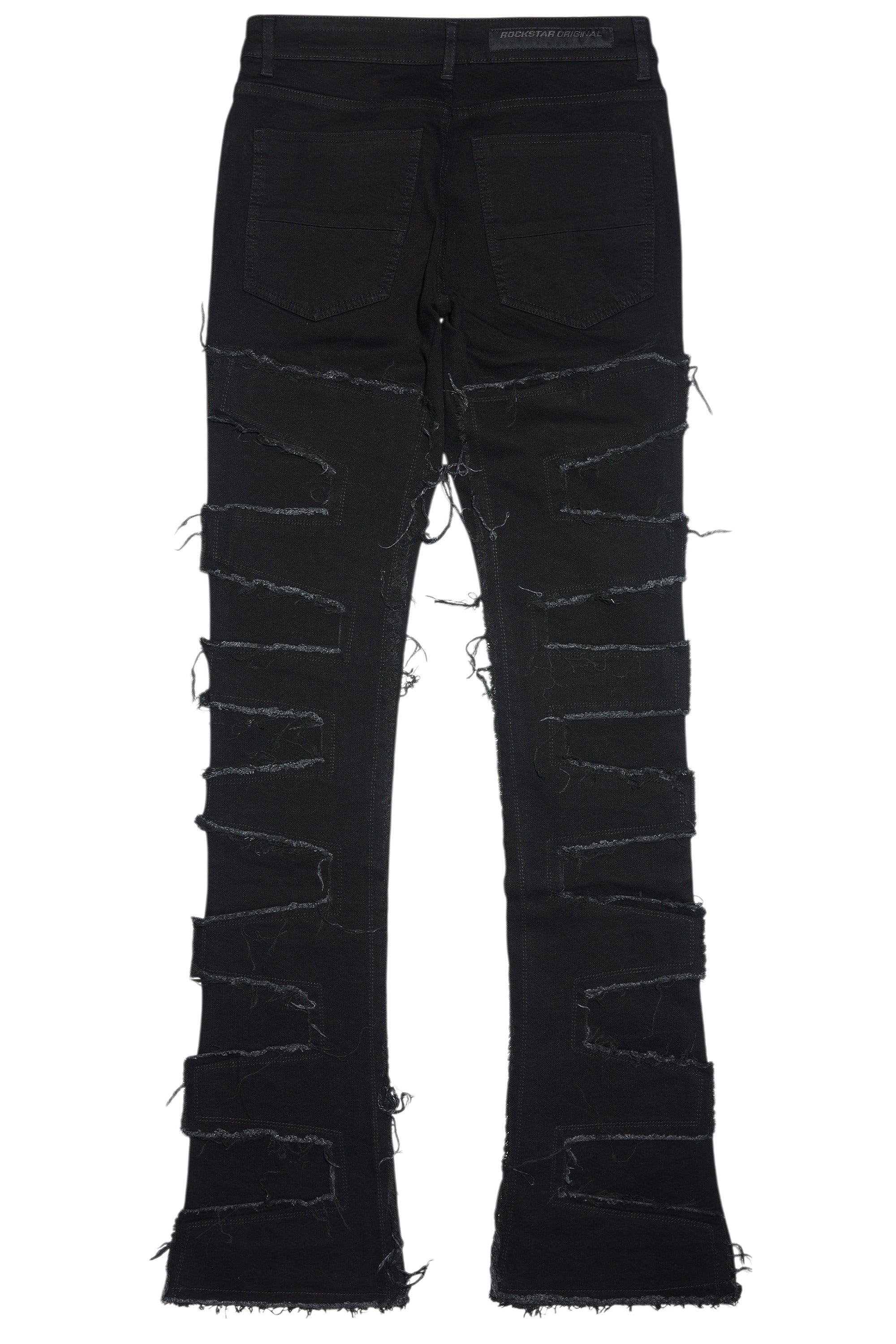 Shake Black Rhinestone Stacked Flare Jean
