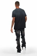 Quito Black Oversized T-Shirt/Super Stacked Flare Jean Bundle