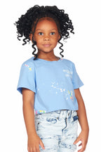 Girls Palmira Blue Crop Top Graphic T-Shirt