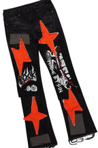 Boys Fields Red Mohair Hoodie/Stacked Flare Jean Set