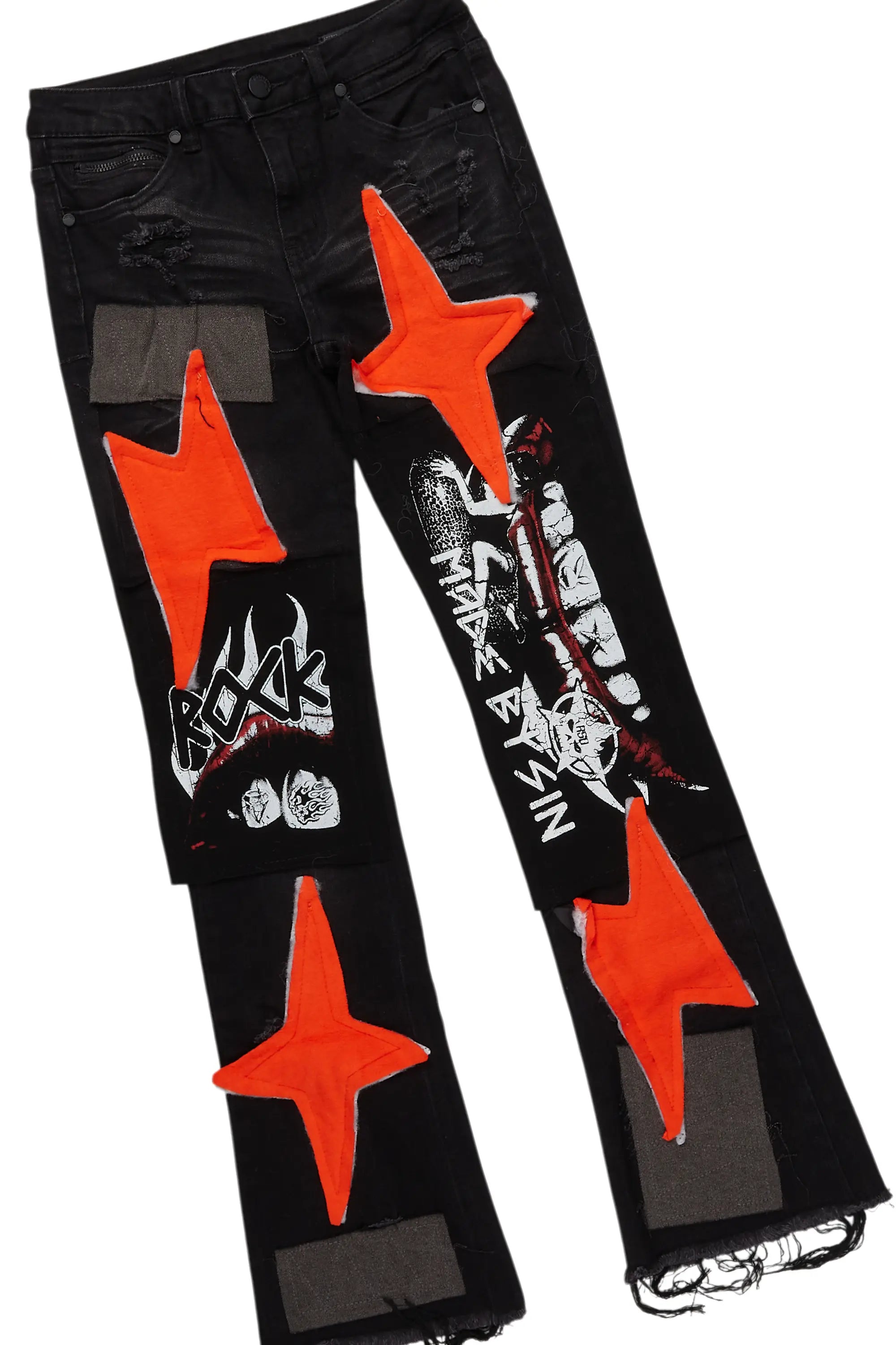 Boys Fields Red Mohair Hoodie/Stacked Flare Jean Set