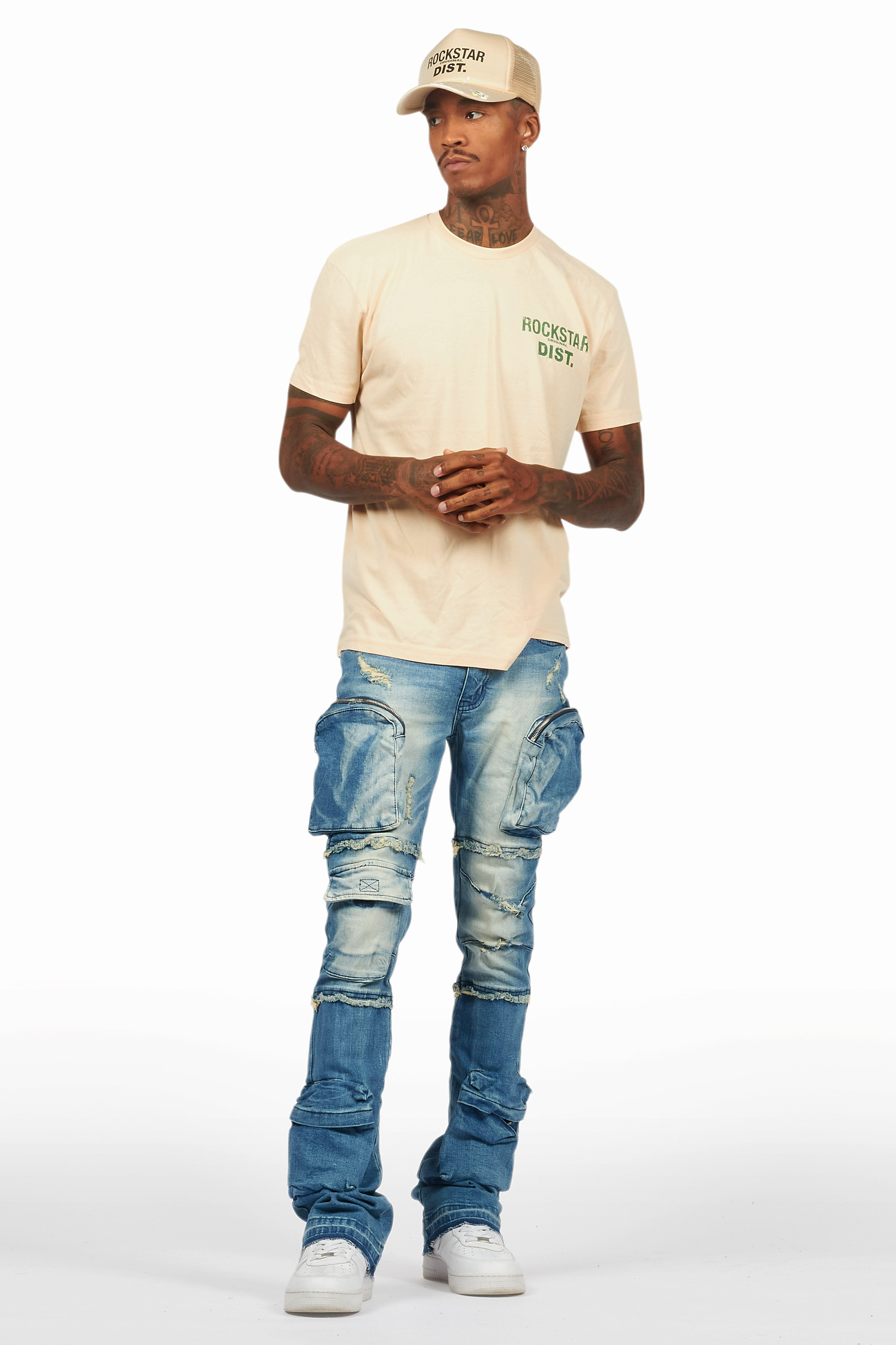 Shift Dirty Blue Stacked Flare Jean