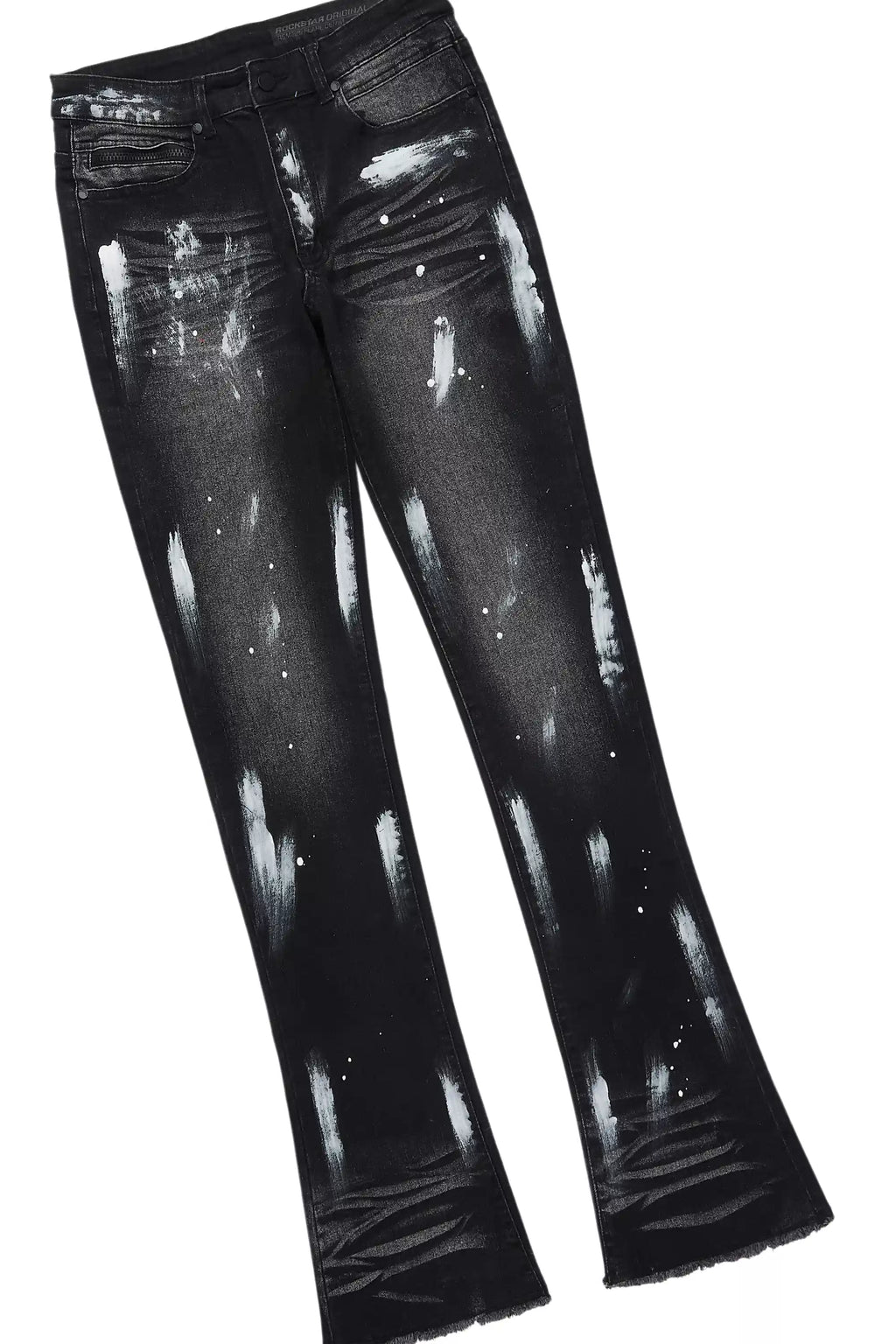 Amos Black T-Shirt/Painted Stacked Flare Jean