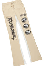 All Seeing Eyes White/Beige Long Sleeve T-Shirt/Baggy Pant Set