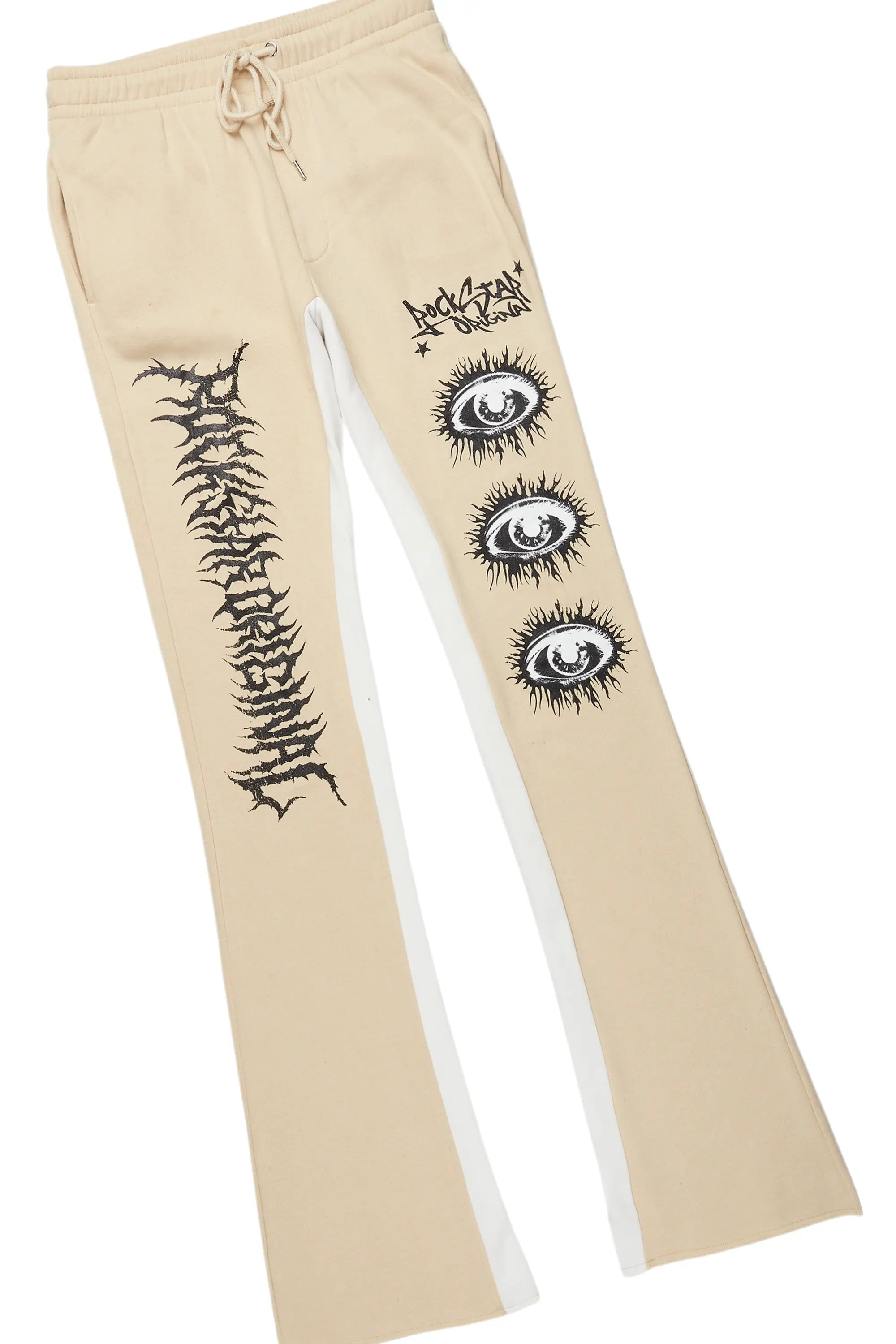 All Seeing Eyes White/Beige Long Sleeve T-Shirt/Baggy Pant Set