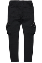 Garren Black Skinny Fit Cargo Jean