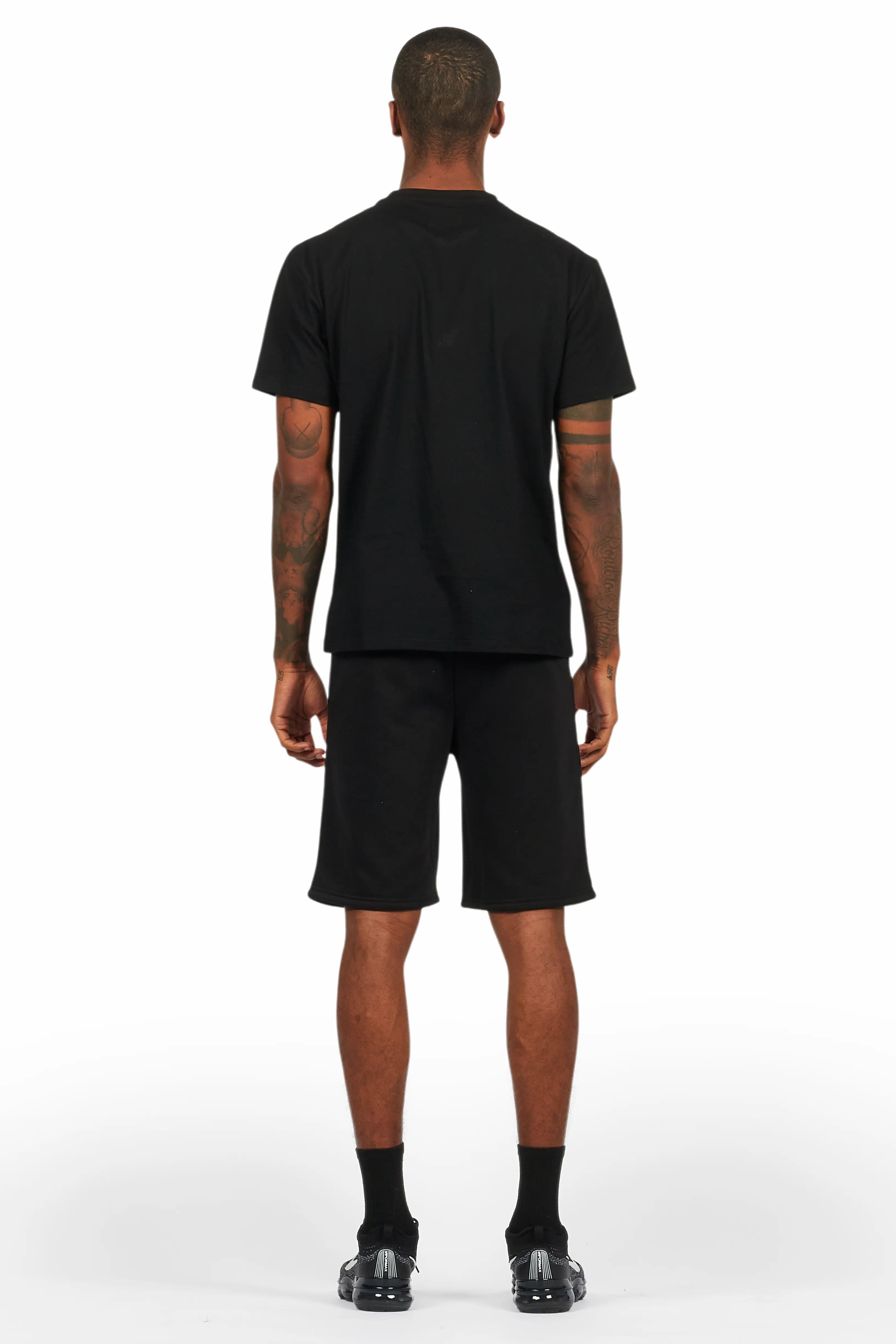 Bellamy Black/Red Rhinestone Tee Short Set