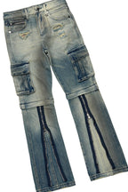 Boys Beno Beige/Blue Hoodie/Baggy Fit Jean Set