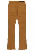 Jaymes Beige Stacked Flare Jean