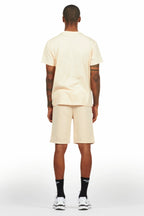 Bellamy Beige/Black Rhinestone Tee Short Set