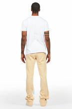 Edel White/Beige T-Shirt/Stacked Baggy Track Pant Set
