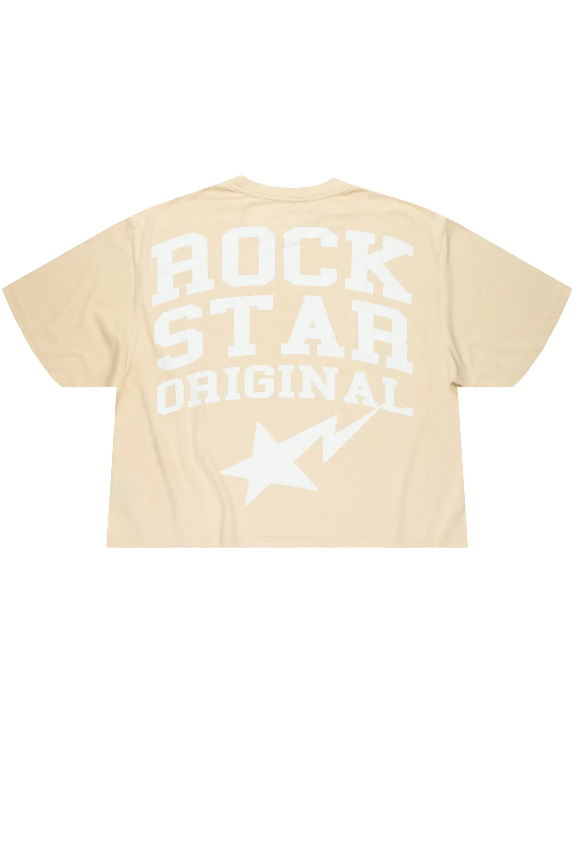 Gerrit Beige/White Boxy Crop T-Shirt