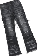 Girls Melanie Pink Hoodie/Stacked Flare Jean Set