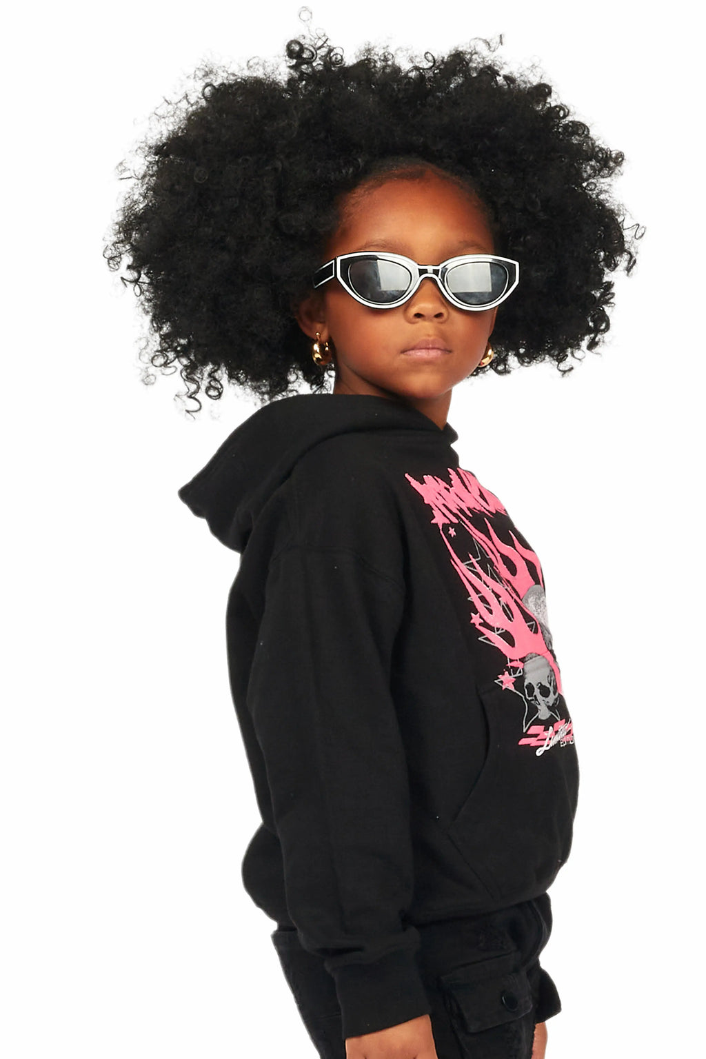 Girls Anessa Black Graphic Hoodie