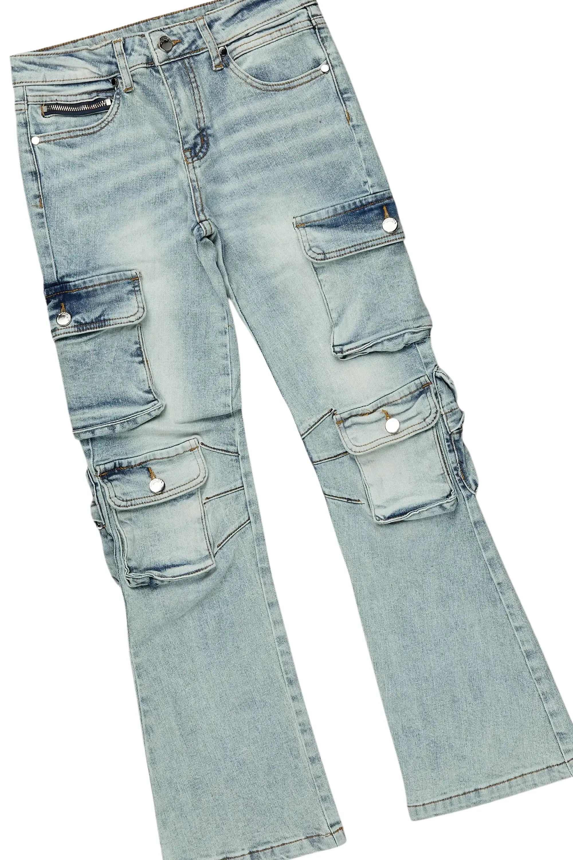 Girls Racing White T-Shirt/Baggy Fit Jean Set