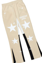 Girls Harlow Beige Hoodie Stacked Flare Track Set