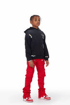 Boys Zaire Red Cargo Super Stacked Flare Jean