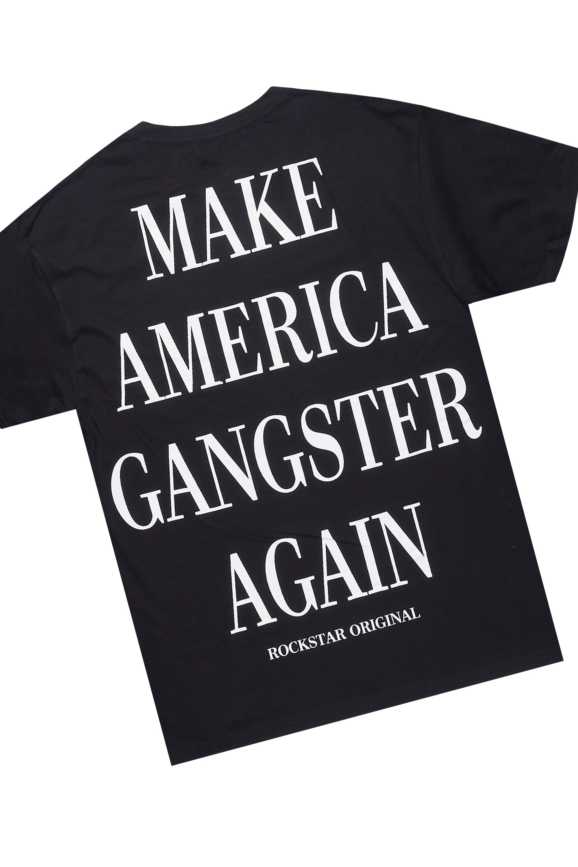 Drako Black/White Oversized Graphic T-Shirt/Dag Stacked Flare Jean Set