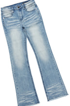 Girls Fire Black/Blue Hoodie/Stacked Flare Jean Set