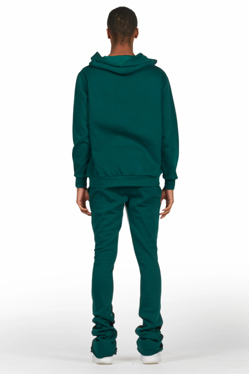 Raffer Dark Green Hoodie/Stacked Flare Pant Set