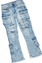 Boys Andros Brown/Light Blue Mohair Hoodie/Stacked Flare Jean Set