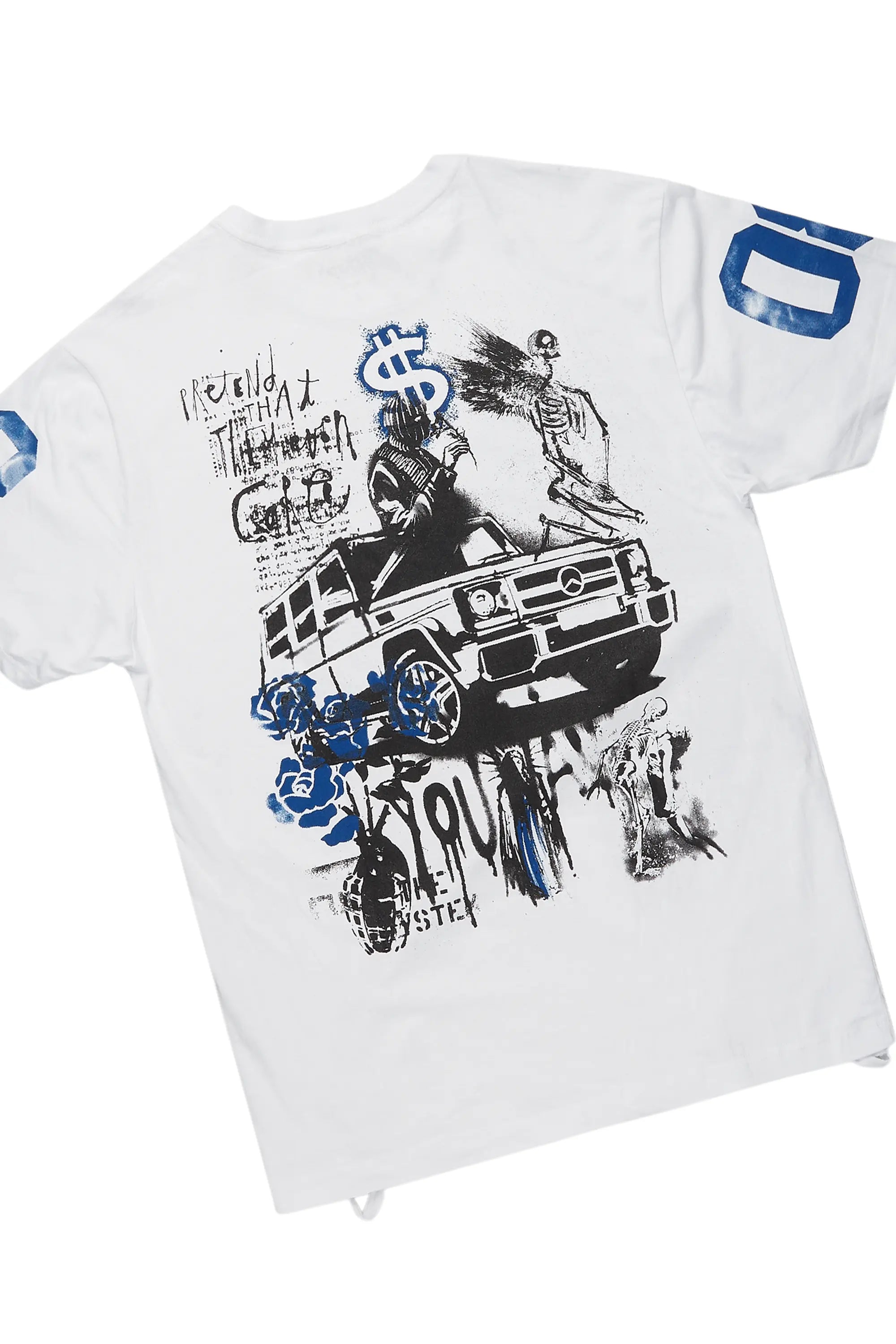 Grill White/Blue Tapestry T-Shirt/Denim Short Set