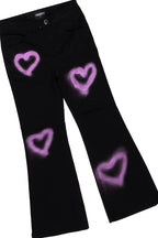 Girls Bayle Black T-Shirt Flare Jean Set