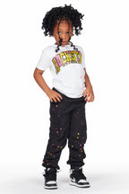 Girls Odie White/Black T-Shirt Cargo Jogger Set