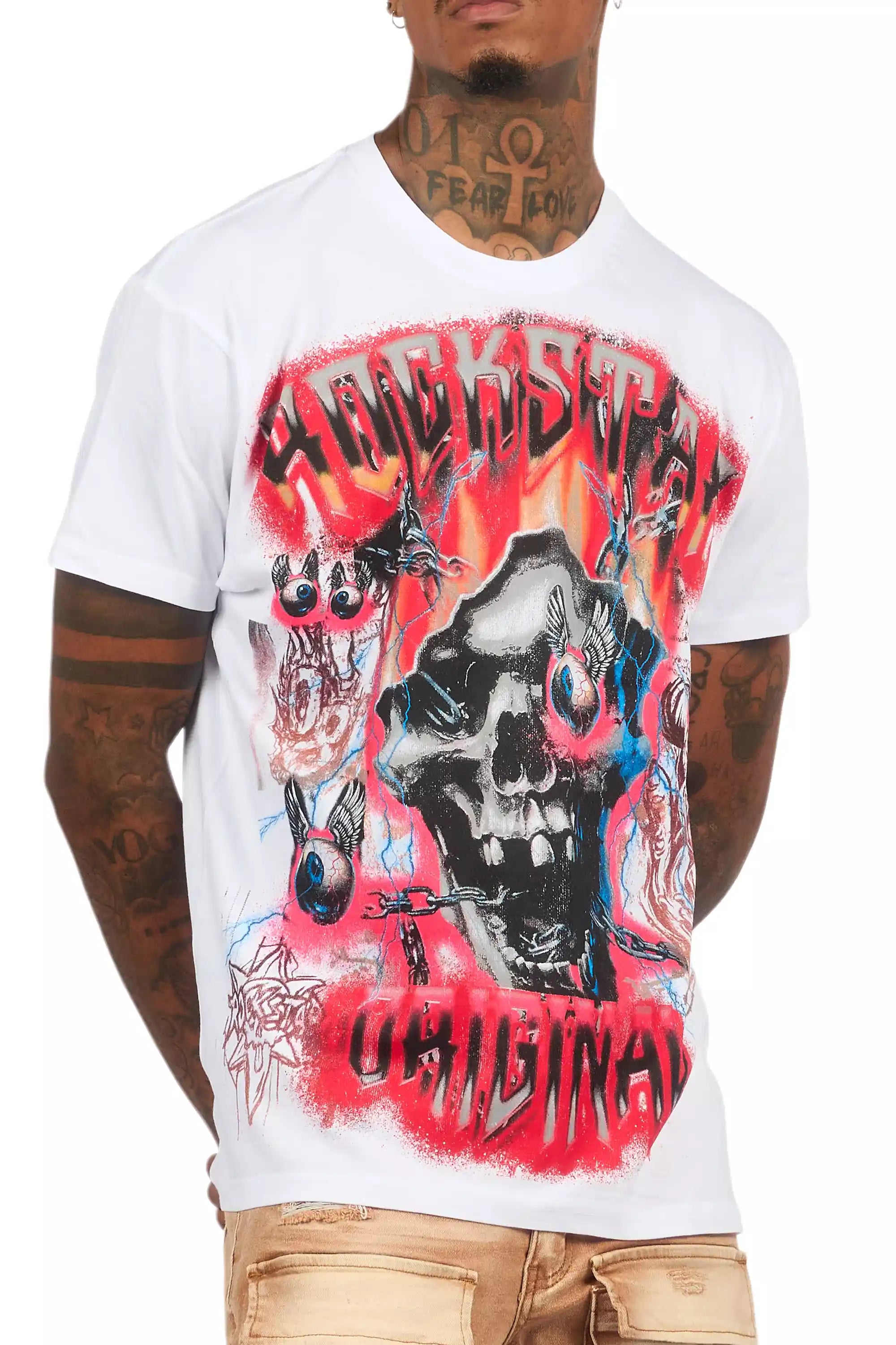 Styx White/Red Oversized Graphic T-Shirt