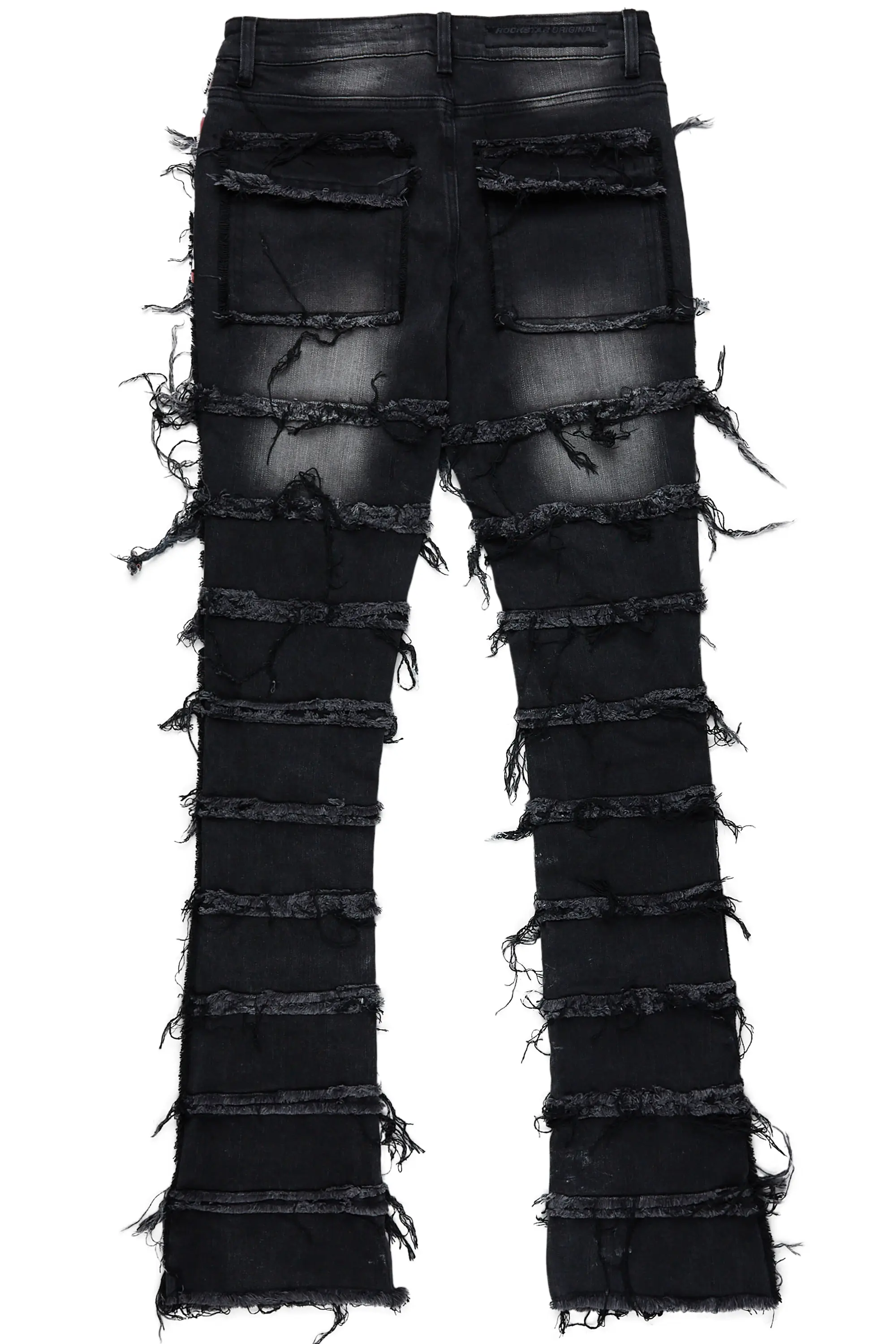 Falan Black Painter Stacked Flare Jean