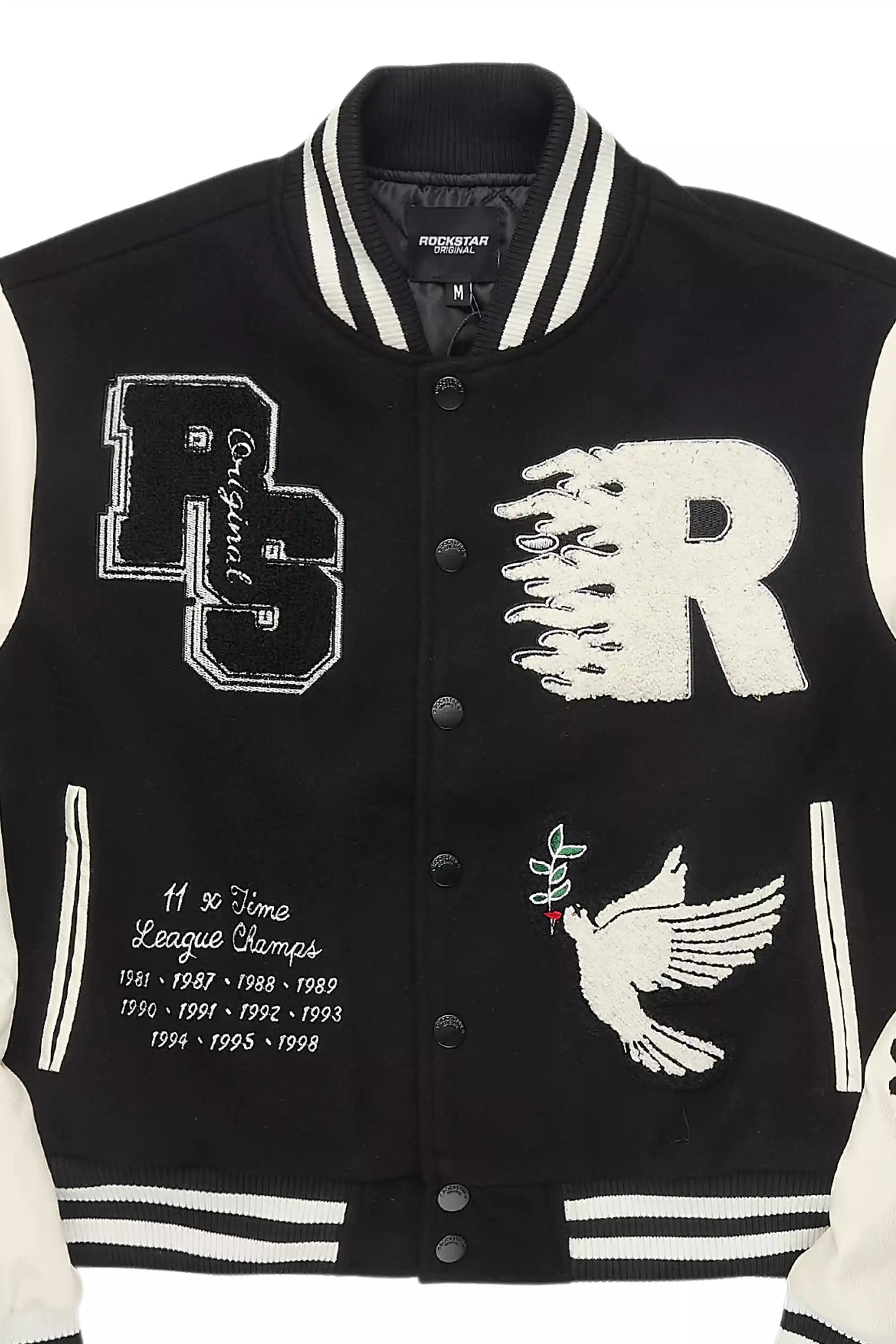 Aniya Black Oversized Varsity Jacket