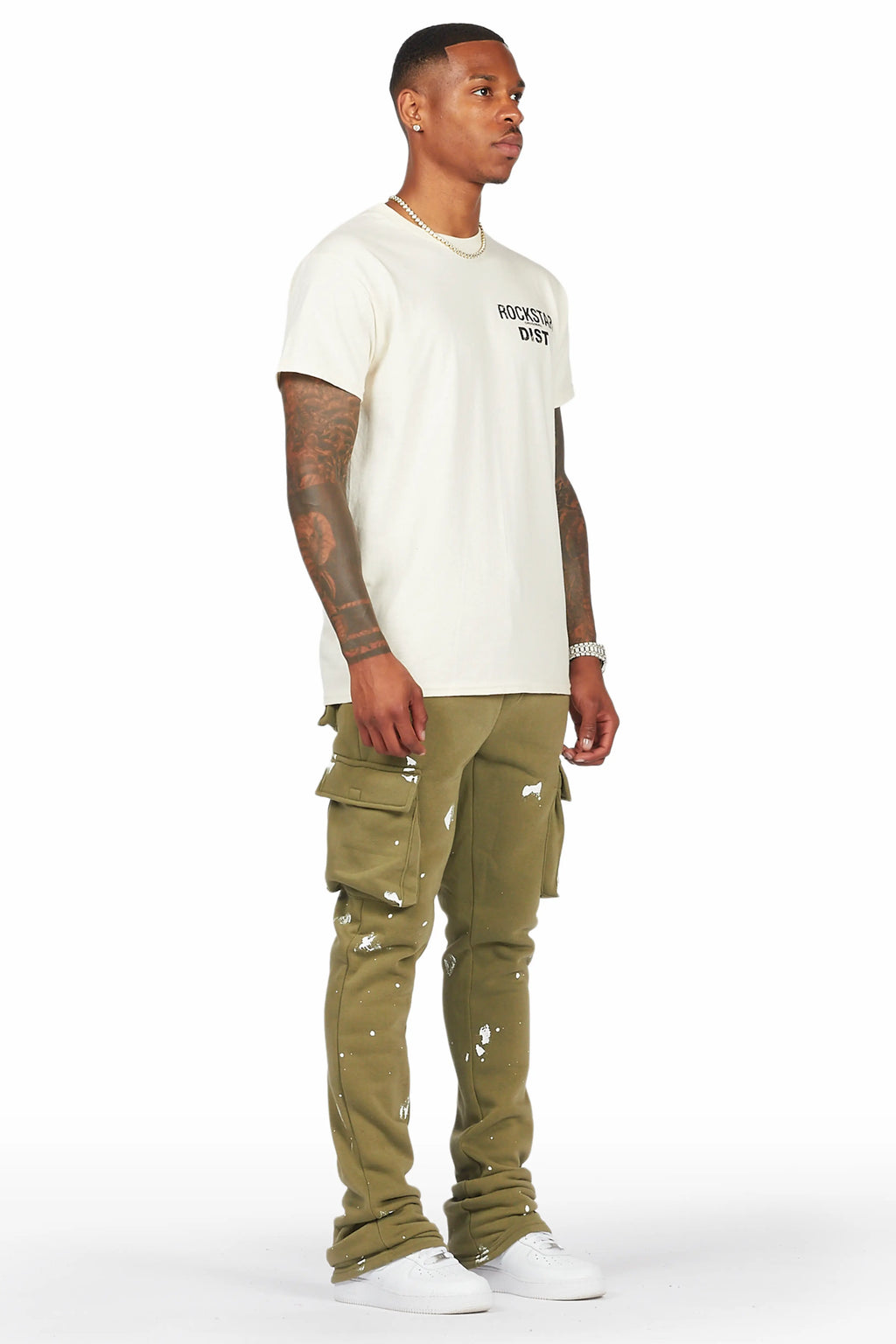 Radko Olive Stacked Flare Cargo Pants