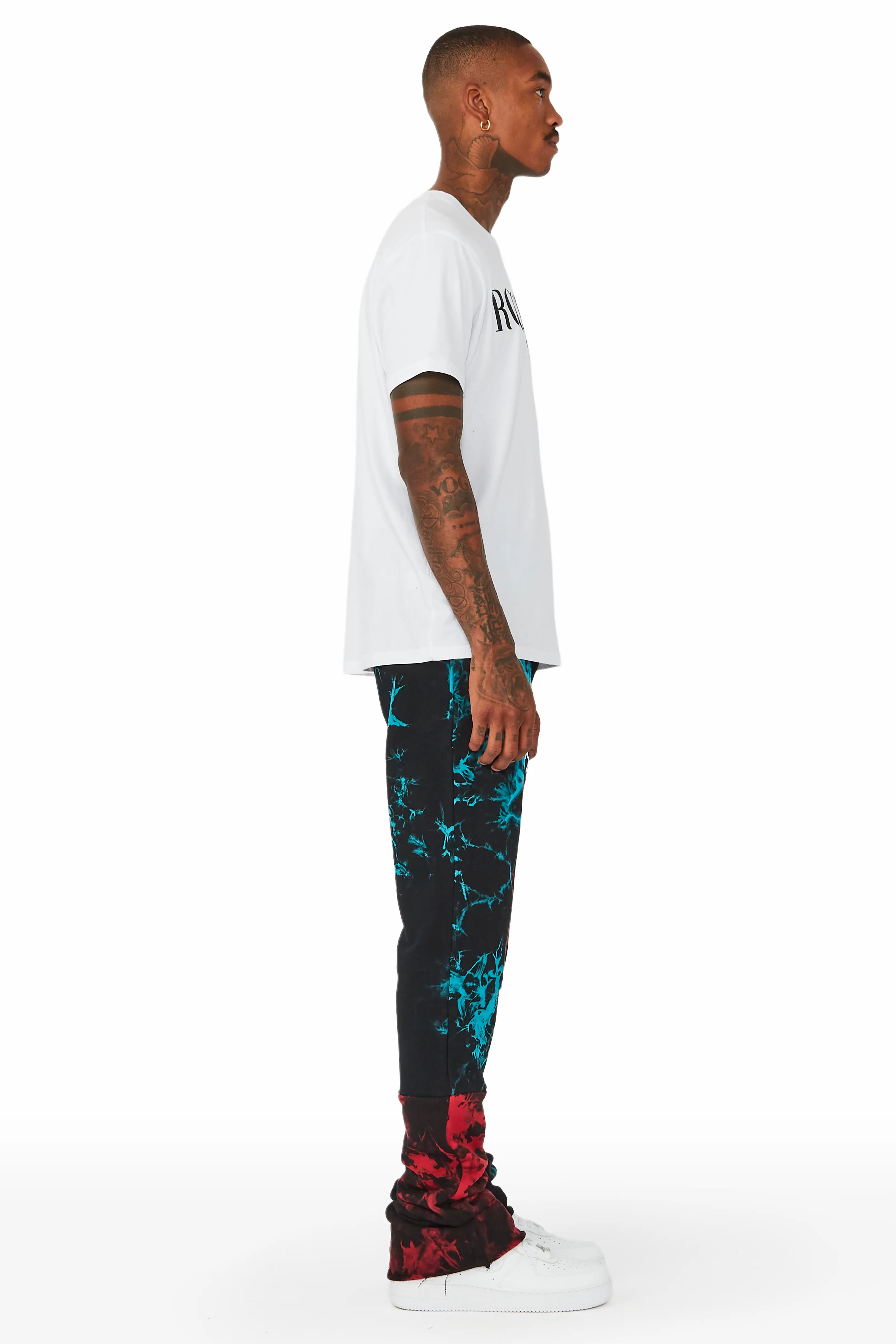 Imogen Blue/Red Super Stacked Flare Track Pant