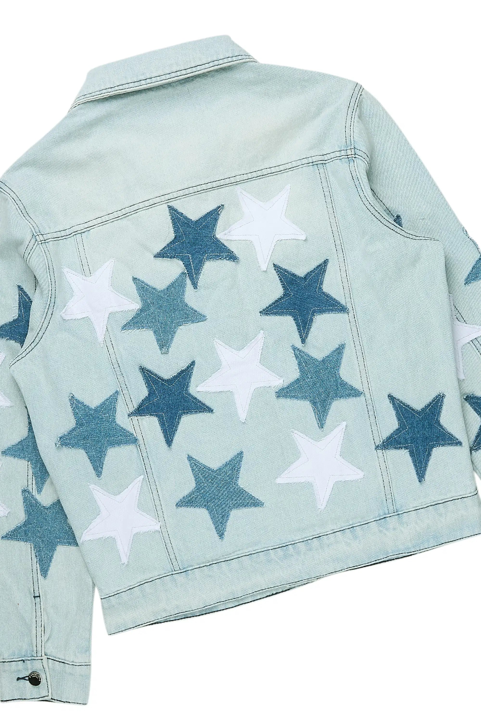 Starlane Light Blue Denim Jacket/Stacked Flare Jean Set