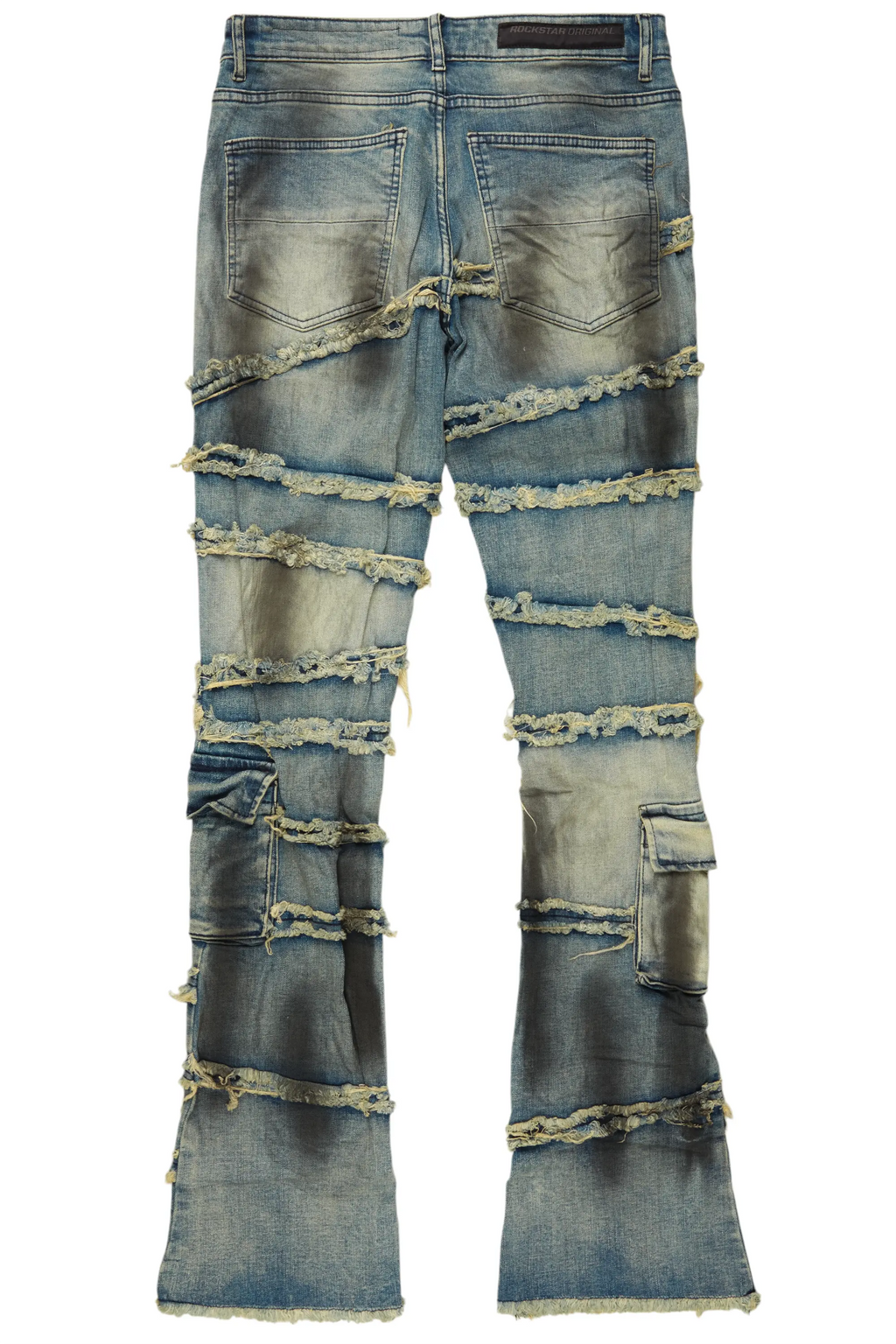 Yves Blue Stacked Flare Cargo Jean
