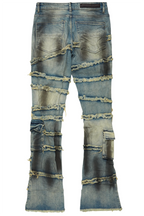 Yves Blue Stacked Flare Cargo Jean