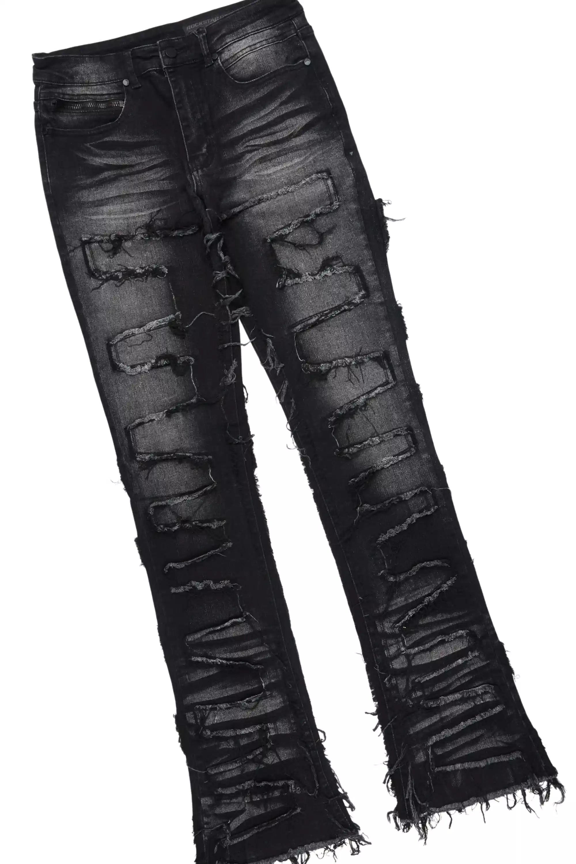 Schtupp Black Oversized T-Shirt/Stacked Flare Jean Bundle