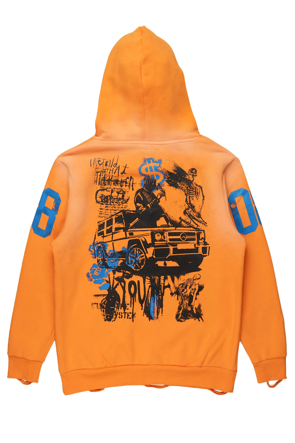 Grill Orange Distressed Graphic Hoodie