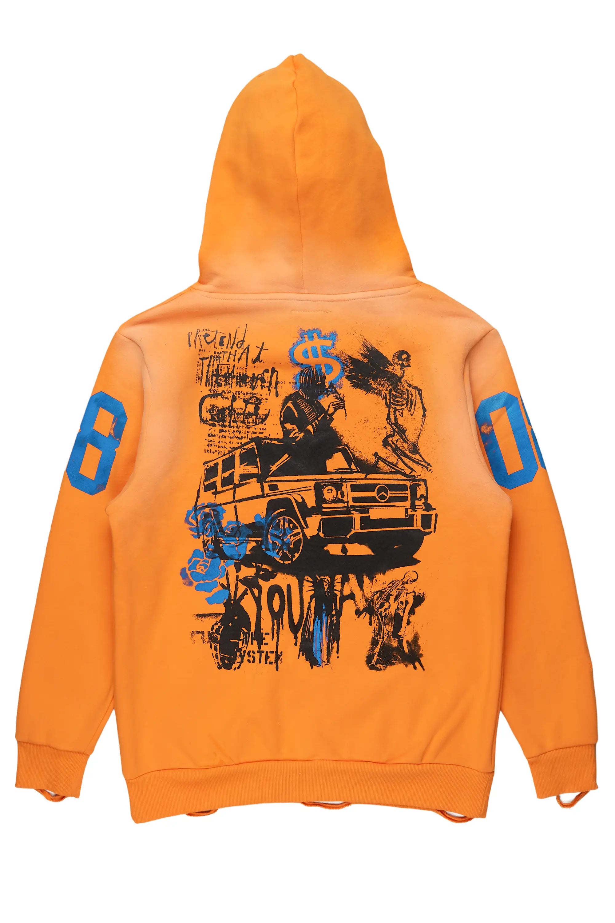 Grill Orange Distressed Graphic Hoodie