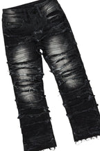 Boys Yooz Royal/Black Hoodie/Stack Flare Jean Set