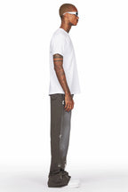 Acotas Olive Patchwork Stacked Baggy Flare Pants