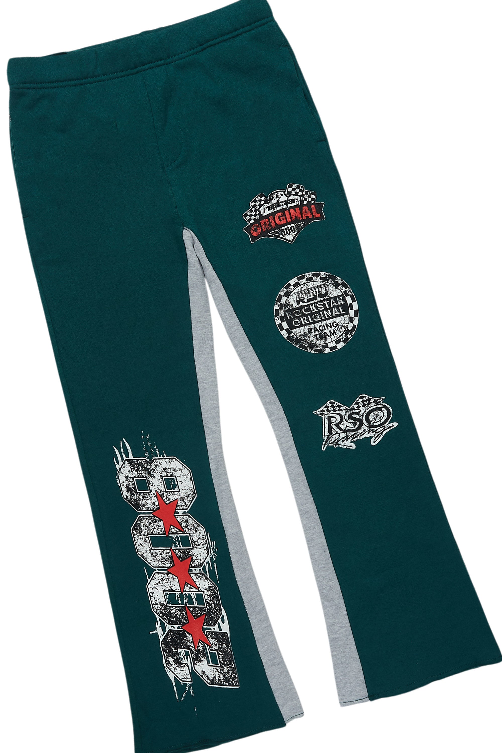 Boys Racing Grung White/Dark Green T-Shirt/Baggy Stacked Pant Set