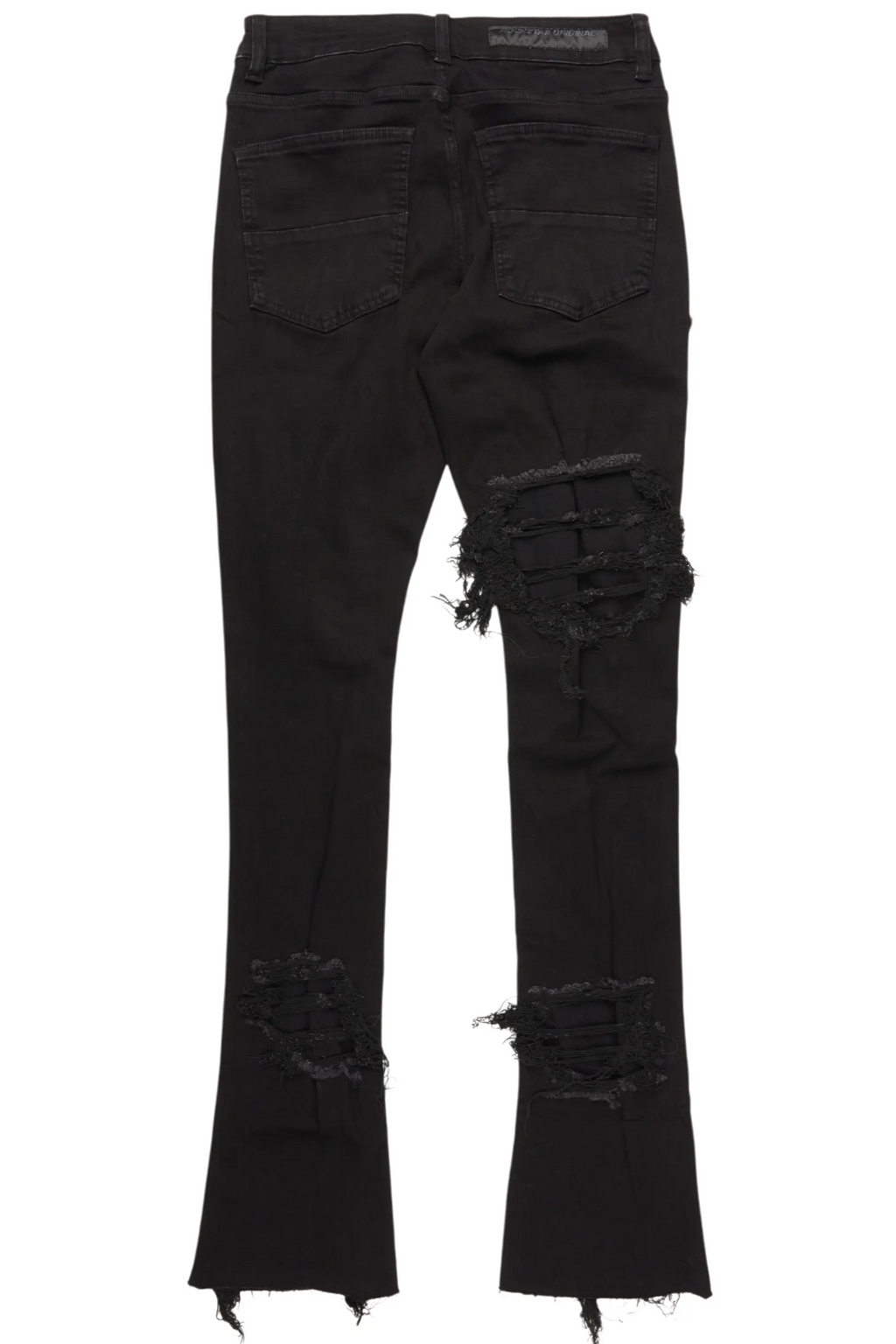 Fateh Jet Black Stacked Flare Jean