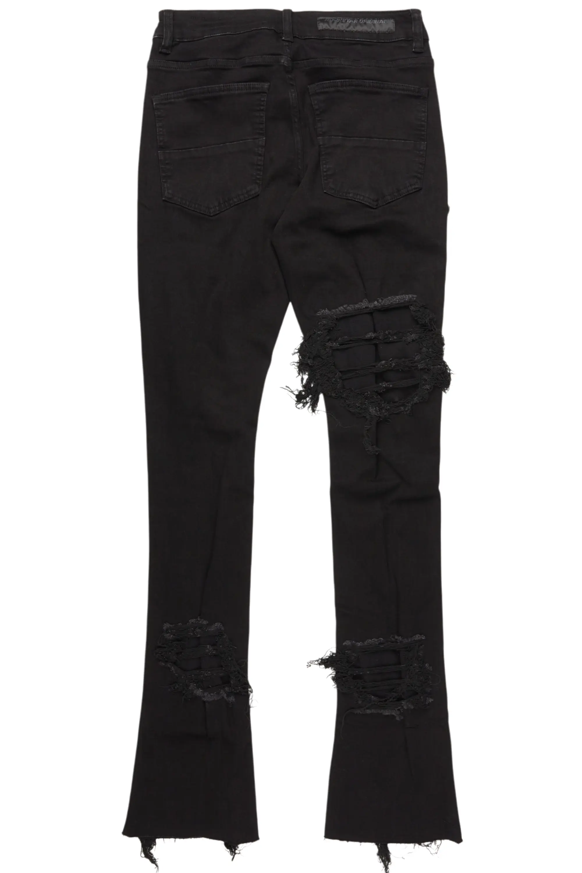Fateh Jet Black Stacked Flare Jean