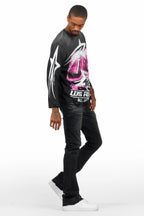 Dag Dark Grey Stacked Flare Jean