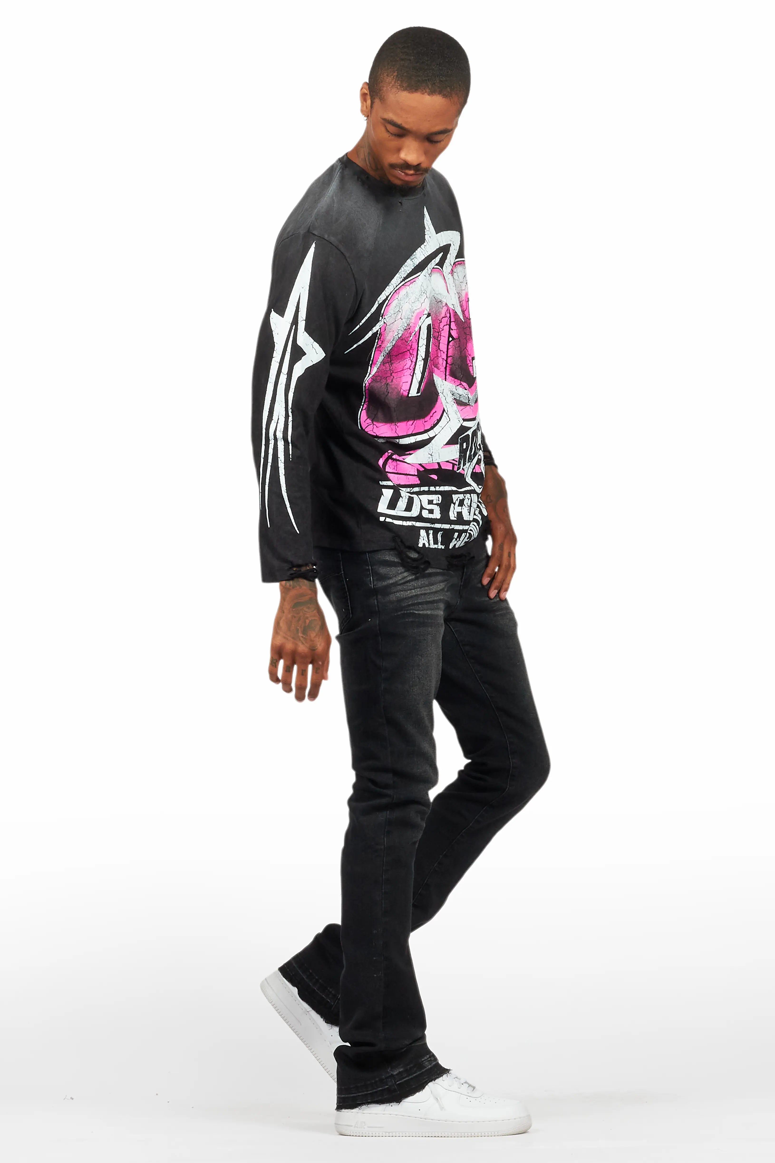 Dag Dark Grey Stacked Flare Jean