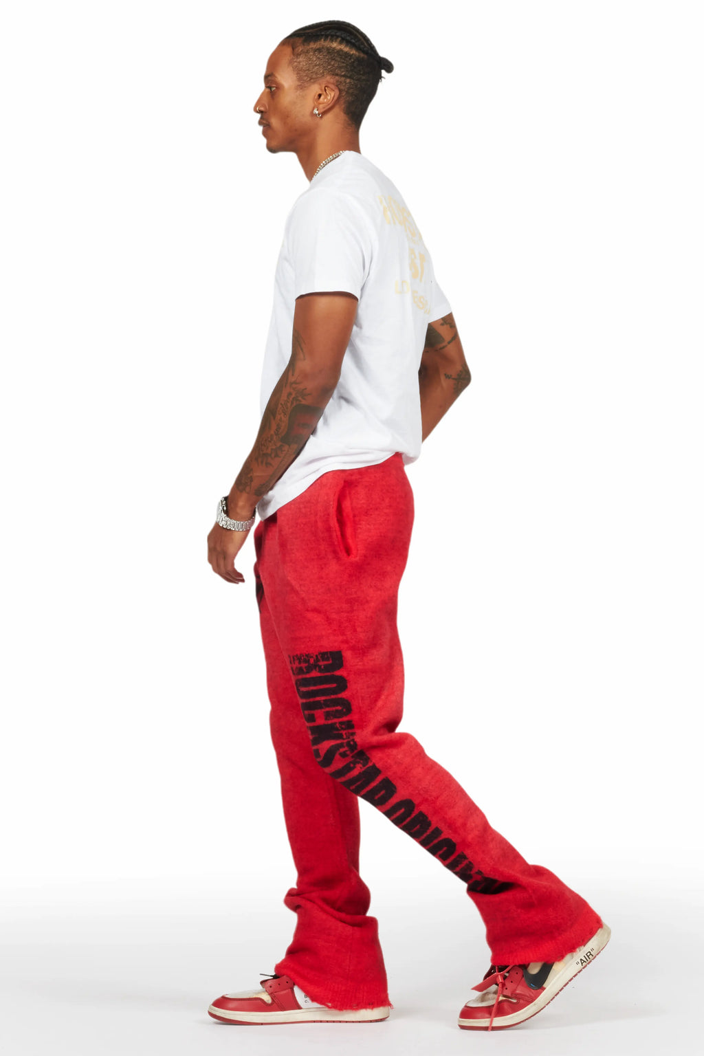 Keve Red Knitted Mohair Flare Sweat Pant