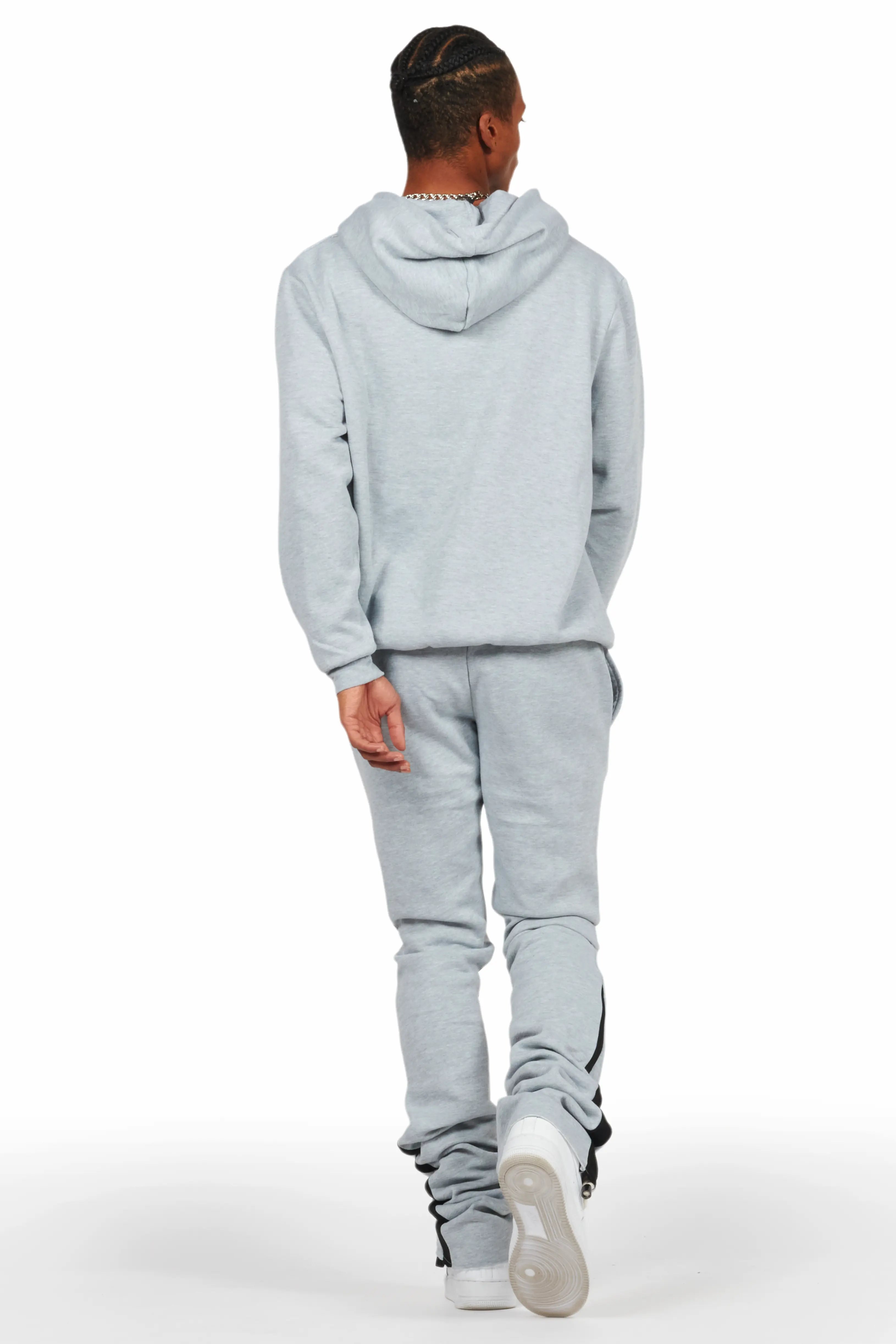 Briggs Heather Grey Hoodie/Super Stacked Flare Track Set